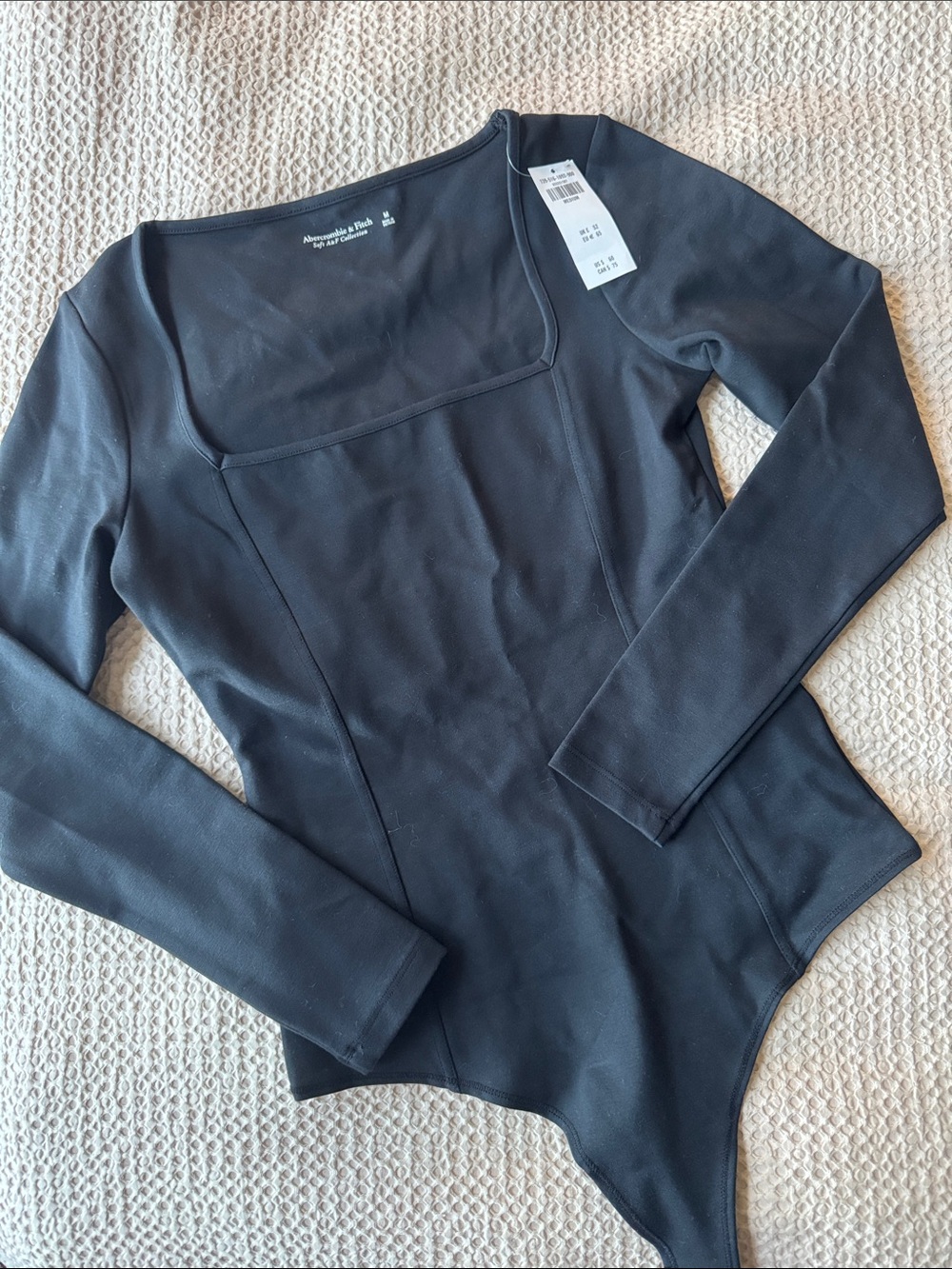 NWT Abercrombie & Fitch Black Square-Neck Long Sleeve Bodysuit